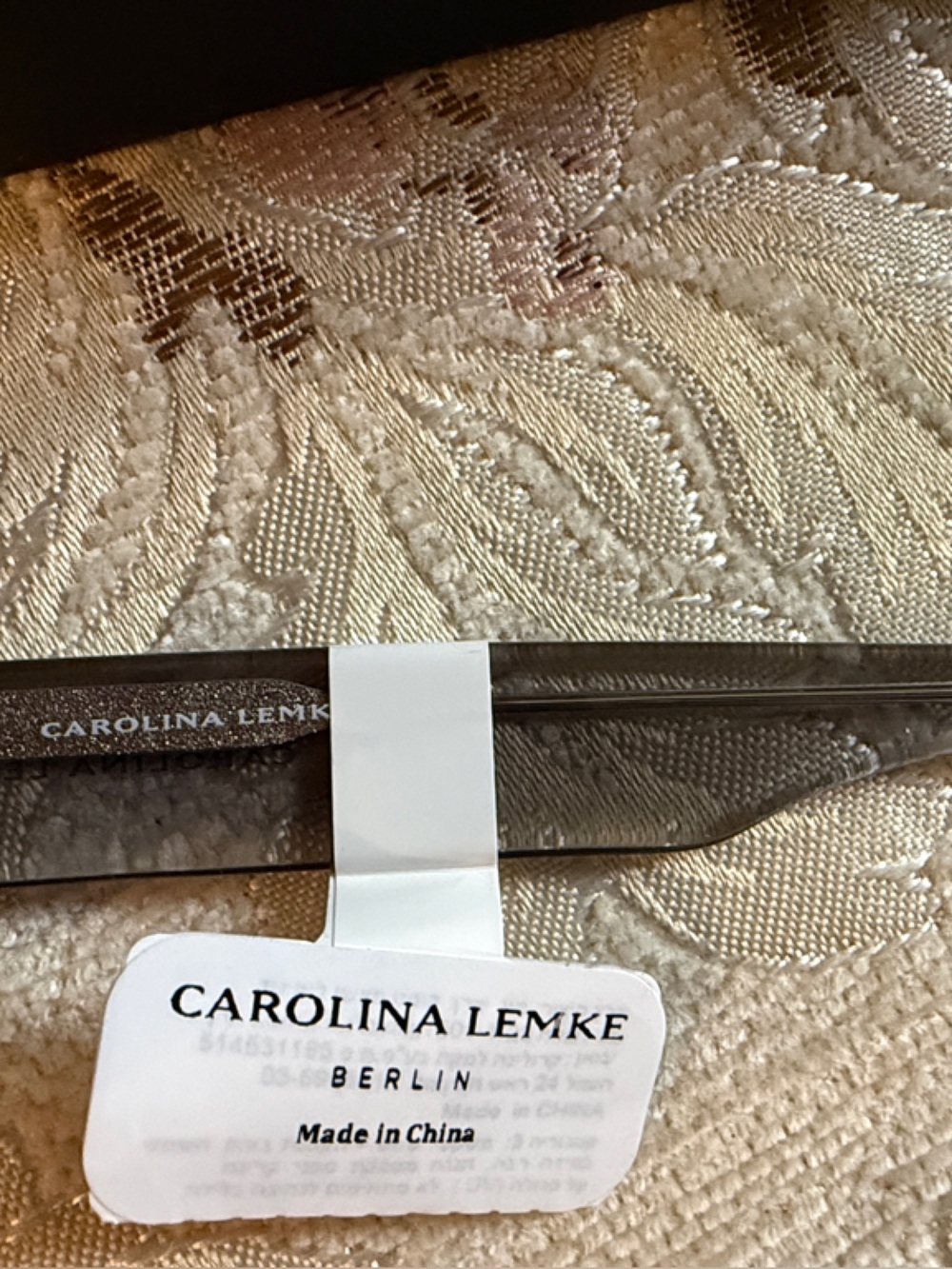 Carolina Lemke Clear Frame Sunglasses with Purple Lenses - Modern Square Style - Picture 9 of 10